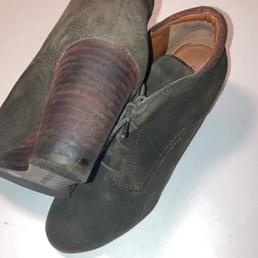 Lucky Brand suede leather army green 3” wedges